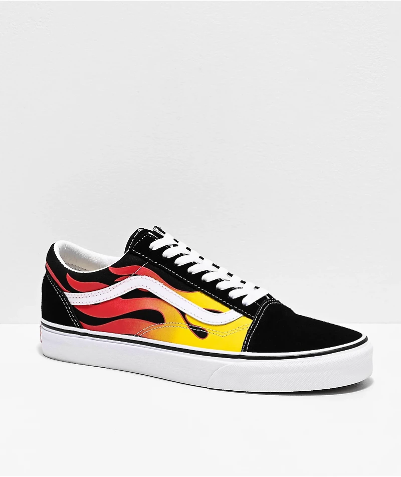 Vans Old Skool Flame Black & White Skate Shoes