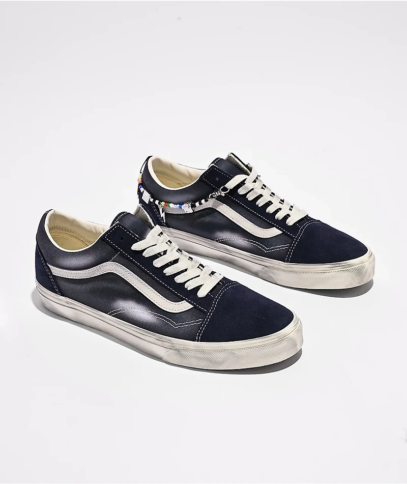 Vans Old Skool Paris Night Distressed Blue Skate Shoes