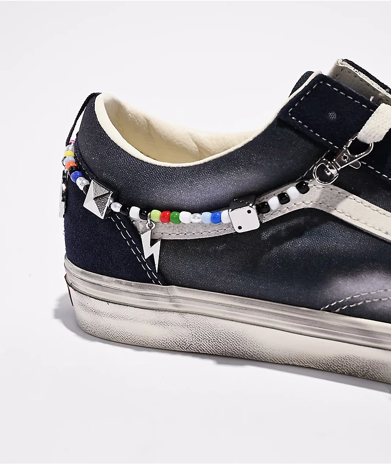 Vans Old Skool Paris Night Distressed Blue Skate Shoes