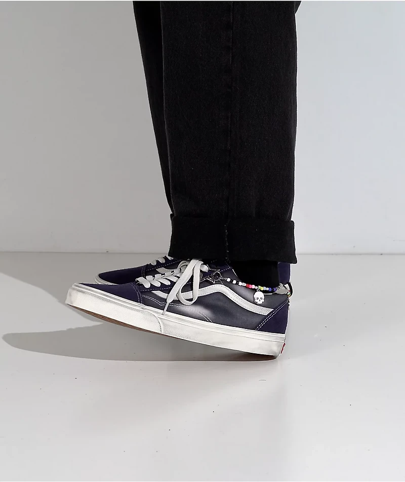 Vans Old Skool Paris Night Distressed Blue Skate Shoes