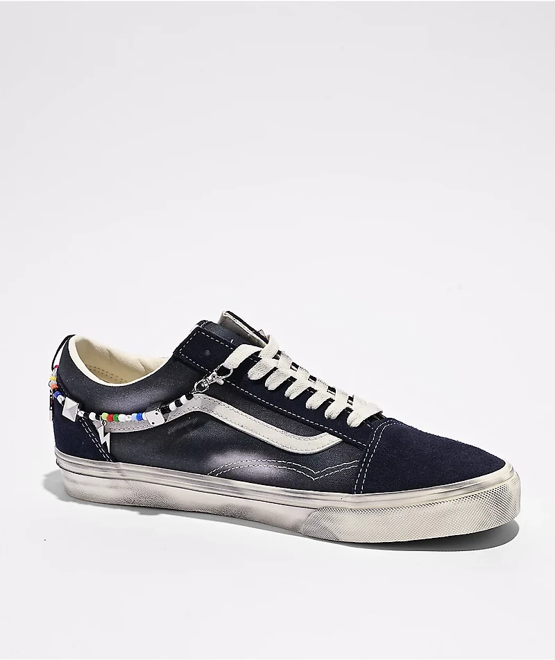 Vans Old Skool Paris Night Distressed Blue Skate Shoes