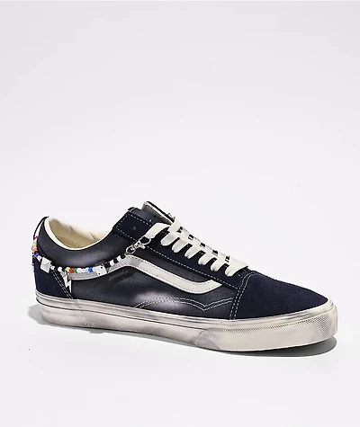 Vans Old Skool Paris Night Distressed Blue Skate Shoes
