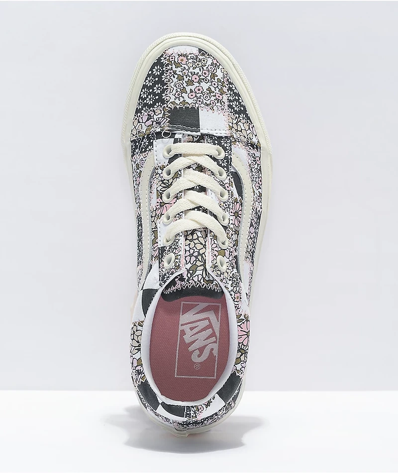 Vans Old Skool Patchwork Floral Black & White Skate Shoes