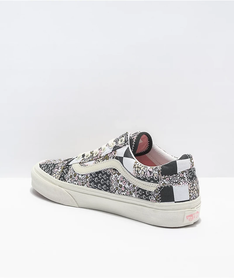 Vans Old Skool Patchwork Floral Black & White Skate Shoes