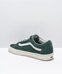 Vans Old Skool Pig Suede Jungle Green & White Skate Shoes