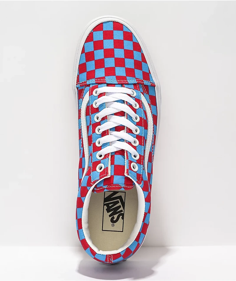 Vans Old Skool Red & Blue Checkered Skate Shoes