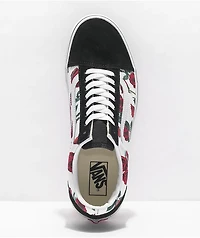 Vans Old Skool Red Roses Black, White & Skate Shoes