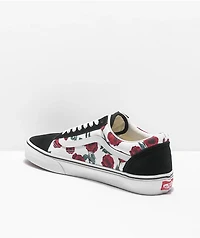 Vans Old Skool Red Roses Black, White & Skate Shoes
