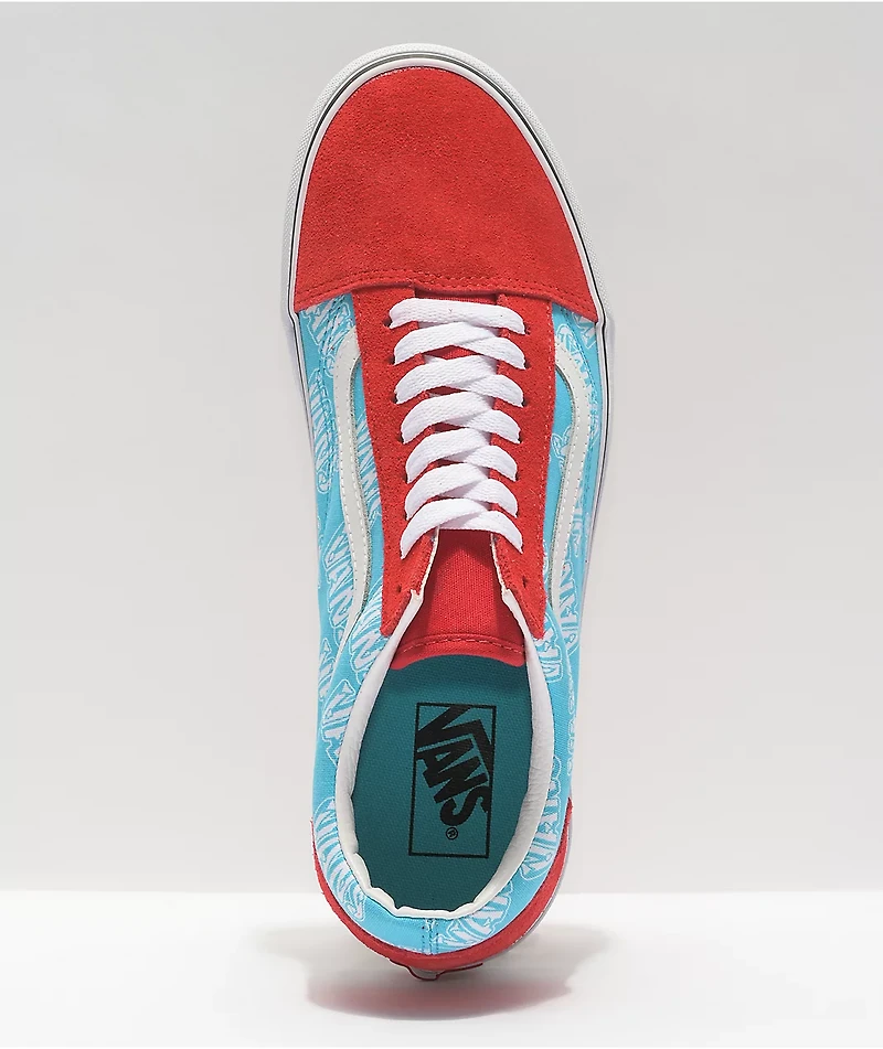 Vans Old Skool Retro Blue, Red, & White Skate Shoes