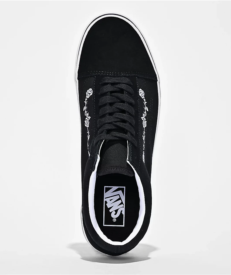 Vans Old Skool Rose & Thorn Black Skate Shoes