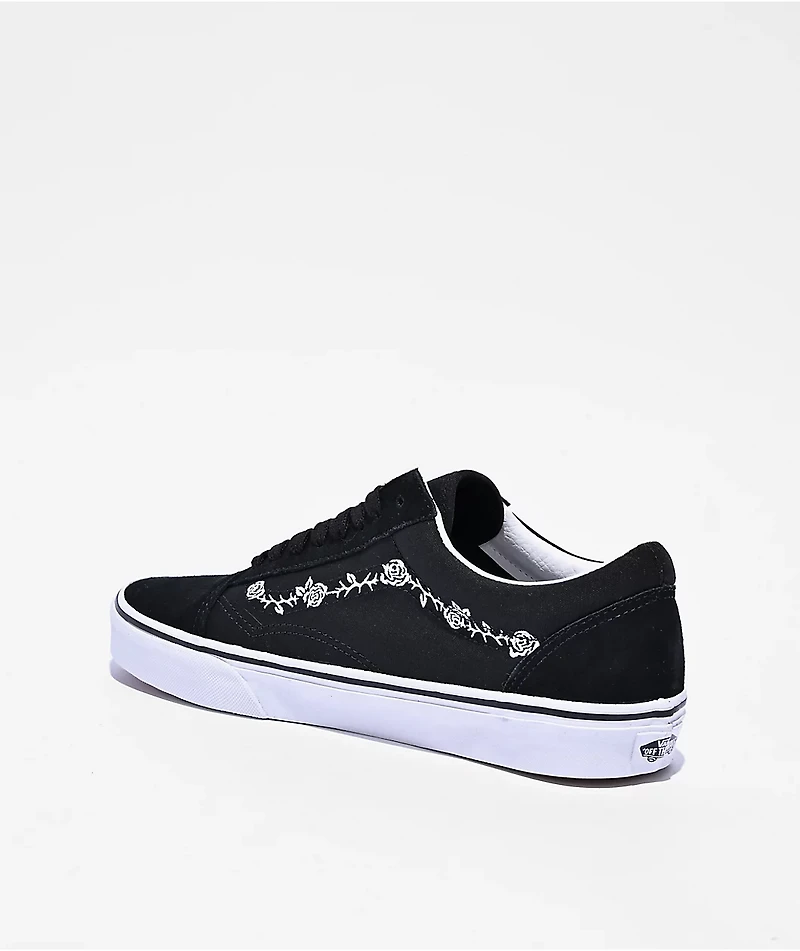 Vans Old Skool Rose & Thorn Black Skate Shoes