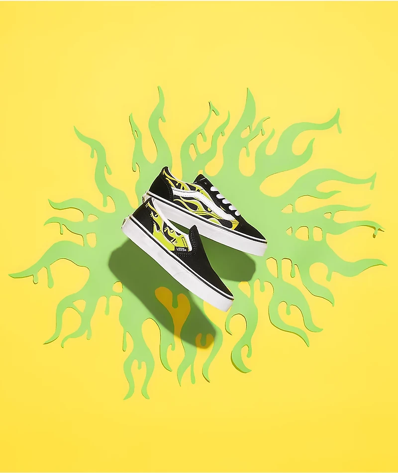 Vans Old Skool Slime Flame Black & White Skate Shoes