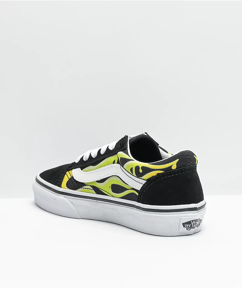 Vans Old Skool Slime Flame Black & White Skate Shoes