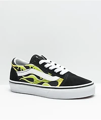 Vans Old Skool Slime Flame Black & White Skate Shoes