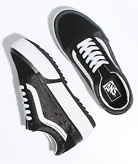 Vans Old Skool Stacked Black Satin Platform Shoes