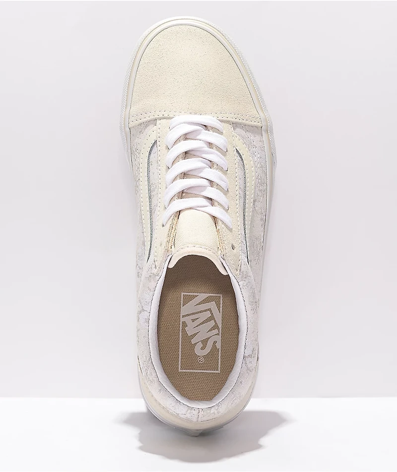 Vans Old Skool White Floral Platform Shoes