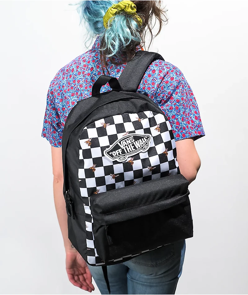 Vans Realm Bee Checkered Black & White Backpack