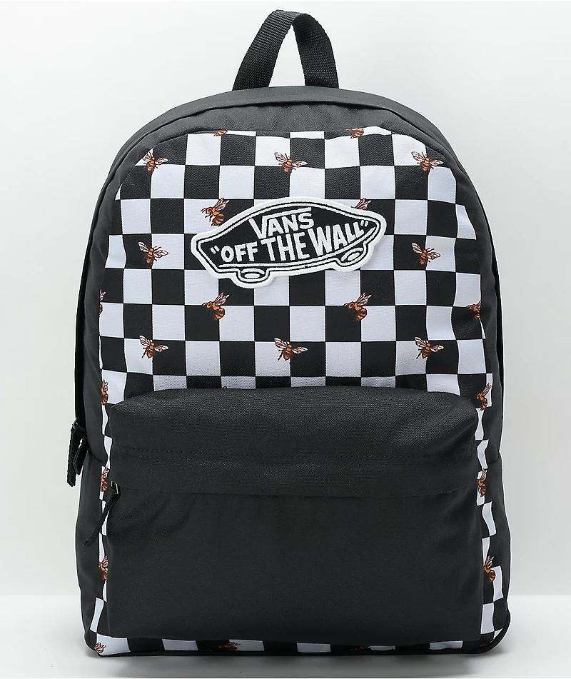 Vans Realm Bee Checkered Black & White Backpack
