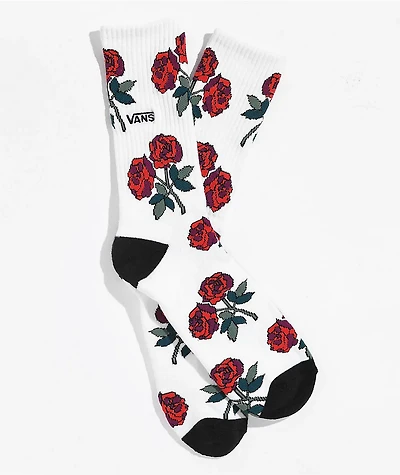 Vans Red Rose White Crew Socks