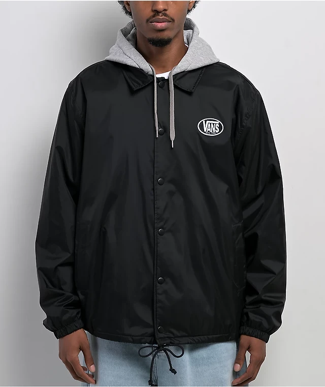Vans Riley Black Hooded Coaches Jacket at Hamilton Place in