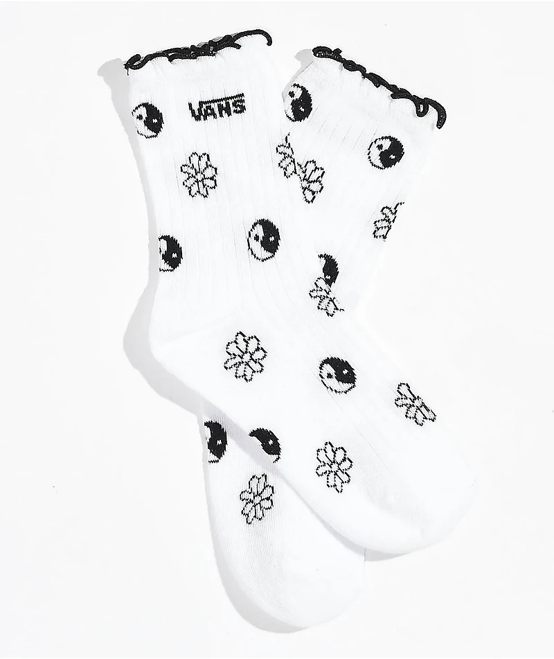 Vans Ruffled Up Yin Yang White Crew Socks