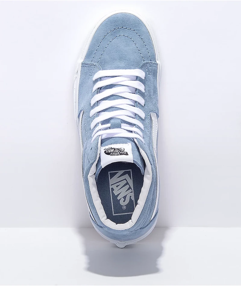Vans Sk8-Hi Ashley Blue & White Pig Suede Skate Shoes