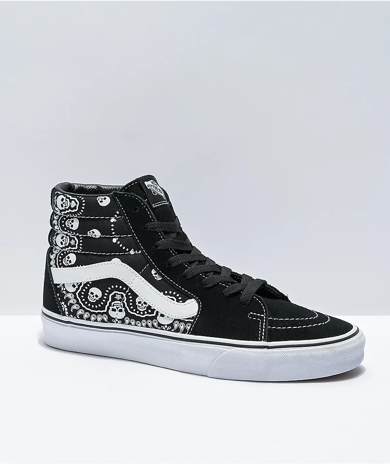 Vans Sk8-Hi Bandana Black & White Skate Shoes