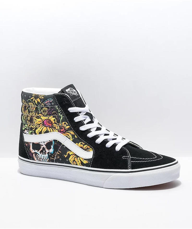 Vans Sk8-Hi Beauty Skull Black & White Skate Shoes