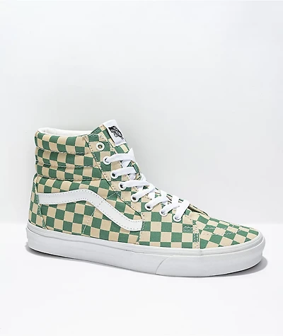 Vans Sk8-Hi Checker Light Green & White Skate Shoes