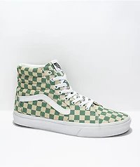 Vans Sk8-Hi Checker Light Green & White Skate Shoes