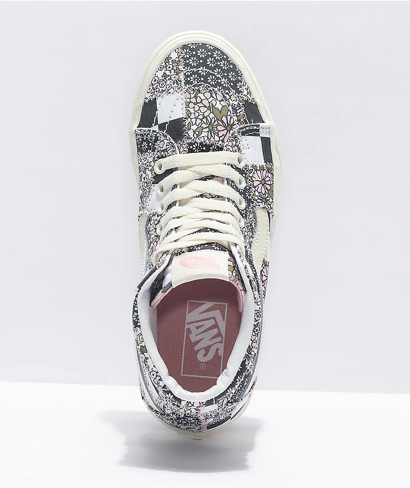 Vans Sk8-Hi Patchwork Floral Black & White Skate Shoes