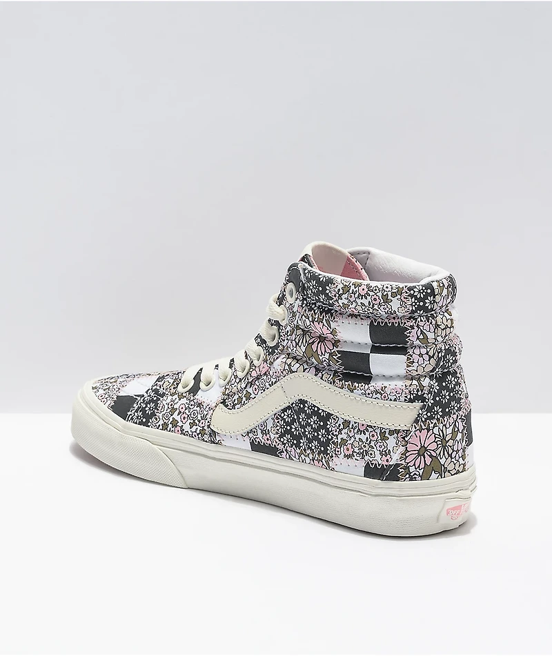 Vans Sk8-Hi Patchwork Floral Black & White Skate Shoes