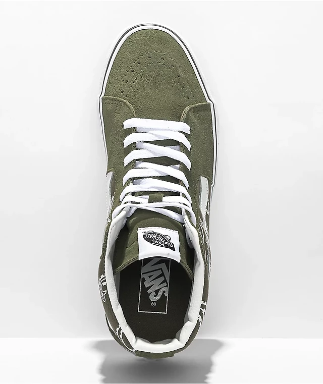 High Top Vans Sk8 Hi Peace Vans Sk8-Hi Peace Paisley Black Skate