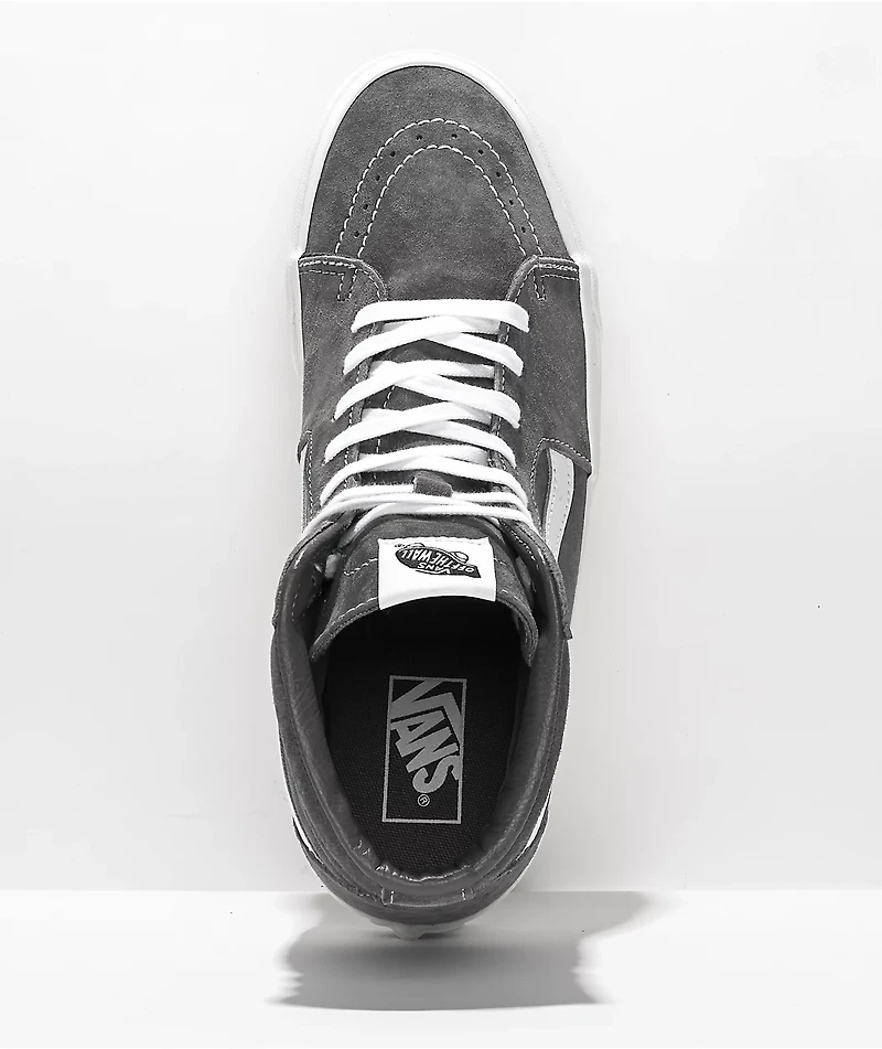 Vans Sk8-Hi Pig Suede Rabbit Grey & Snow White Skate Shoes