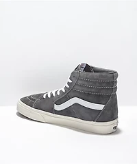 Vans Sk8-Hi Pig Suede Rabbit Grey & Snow White Skate Shoes