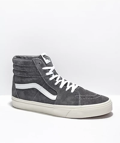 Vans Sk8-Hi Pig Suede Rabbit Grey & Snow White Skate Shoes