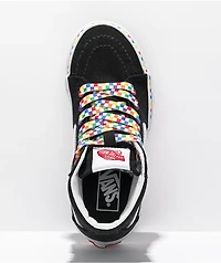 Vans Sk8-Hi Rainbow Checkered Black Skate Shoes