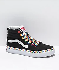 Vans Sk8-Hi Rainbow Checkered Black Skate Shoes