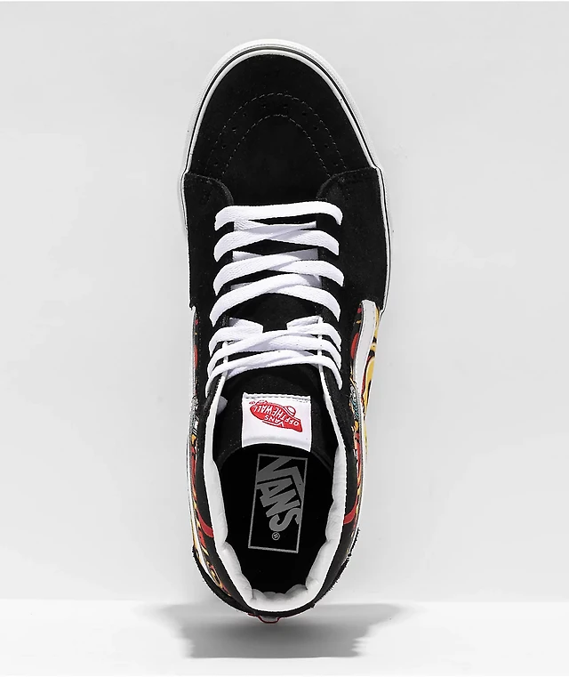 Vans Sk8-Hi Men\'s 11.5 Santa Flame Suede Canvas Black  VN0A5HZZA5P Vans Sk8-Hi Santa Flame Black Skate Shoes | Zumiez main image 3