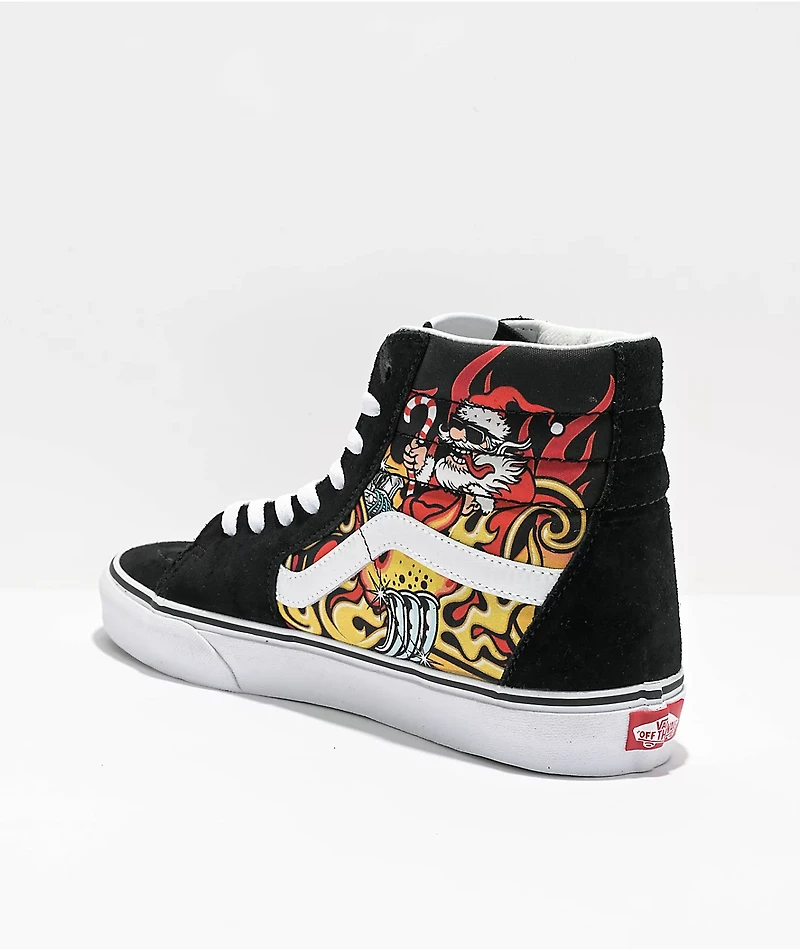 Vans Sk8-Hi Santa Flame Black Skate Shoes