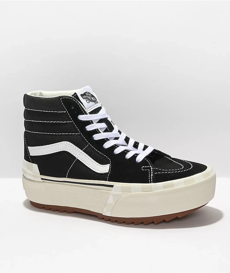Vans Sk8-Hi Stacked Black, White & Gum Platform Shoes