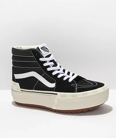 Vans Sk8-Hi Stacked Black, White & Gum Platform Shoes