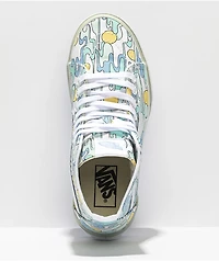 Vans Sk8-Hi Stacked Mint, Blue & Yellow Sunwaves Platform Shoes