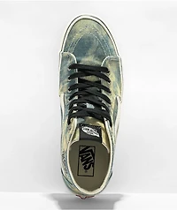 Vans Sk8-Hi Tapered Denim Embroidery Olive & White Skate Shoes