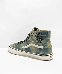 Vans Sk8-Hi Tapered Denim Embroidery Olive & White Skate Shoes