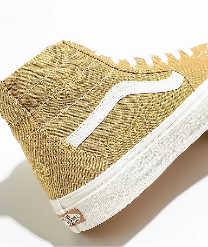 Vans Sk8-Hi Tapered Eco Theory Mustard Gold & True White Skate Shoes