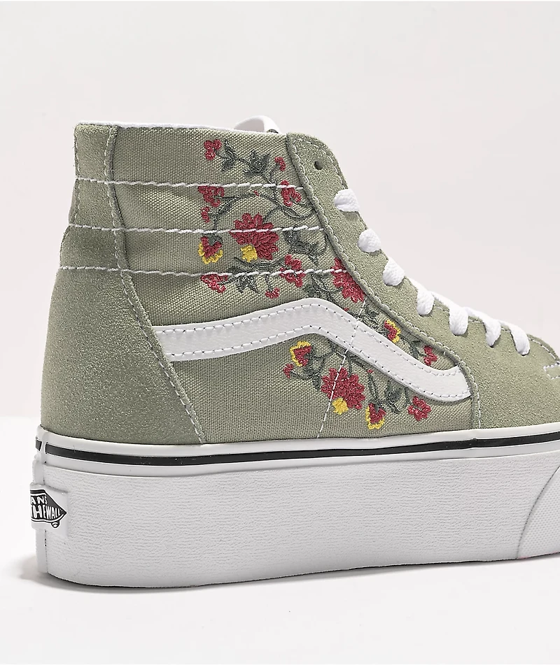 Vans Sk8-Hi Tapered Stackform Floral Embroidery Platform Shoes
