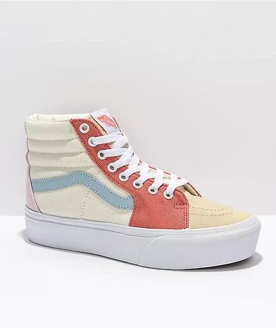 Vans Sk8-Hi Twill Pastel Block Platform Shoes