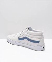 Vans Sk8-Mid White & Moonlight Blue Leather Skate Shoes