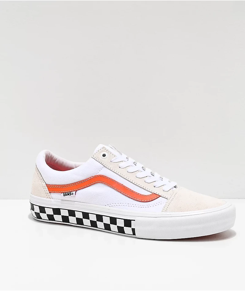 Vans Skate Old Skool Checkerboard White & Orange Shoes